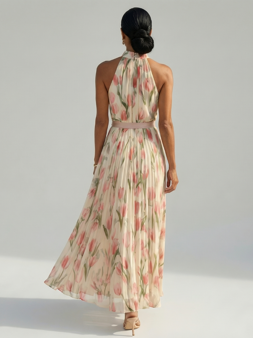 Aurelle | Abito Midi Floreale con Scollo Halter