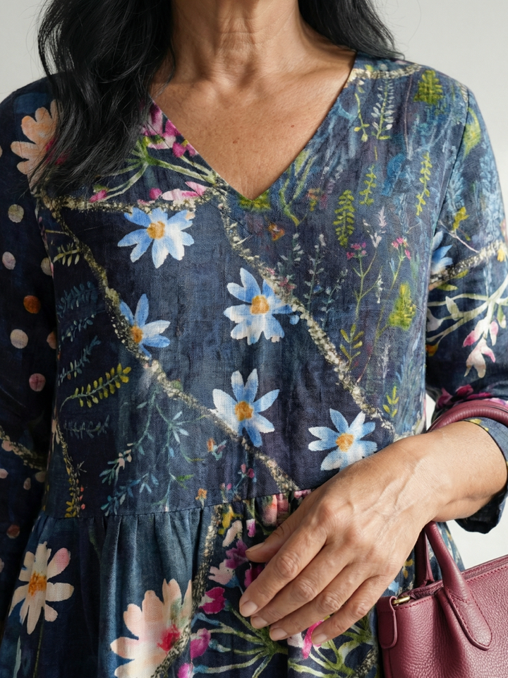 Zane | Abito Midi Floreale con Vita Arricciata
