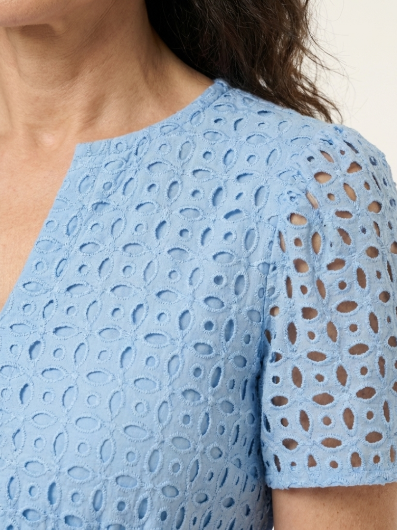 Brielle | Abito Midi a Balze con Scollo a V e Manica Corta