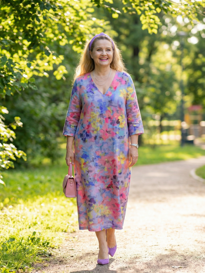 Benson | Vestito Midi a Fiori Astratti