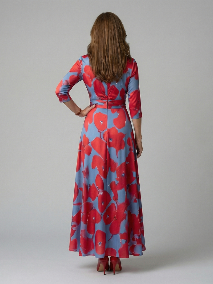 Celine | Vestito Midi con Scollo Incrociato a Portafoglio