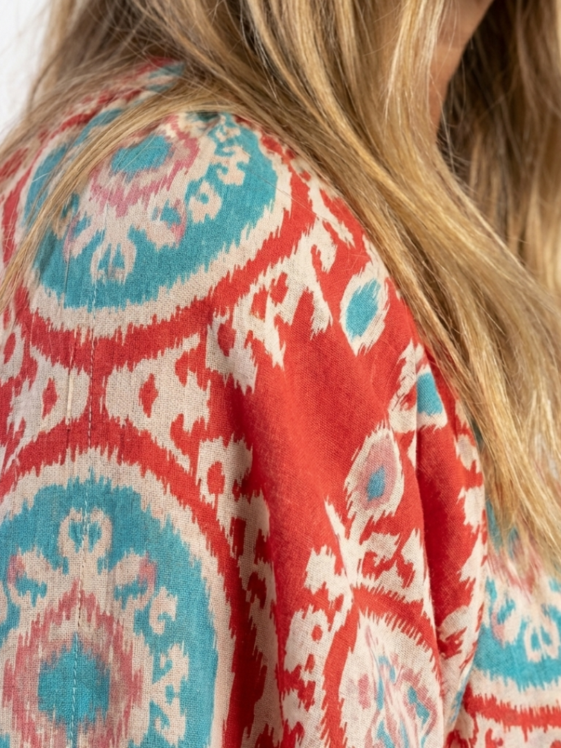 Zaria | Vestito Midi a Maniche Corte con Scollo a V e Stampa Paisley
