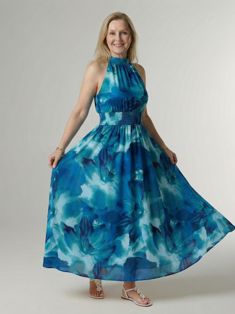 Sylin | Abito Midi con Collo all'Americana e Arricciatura
