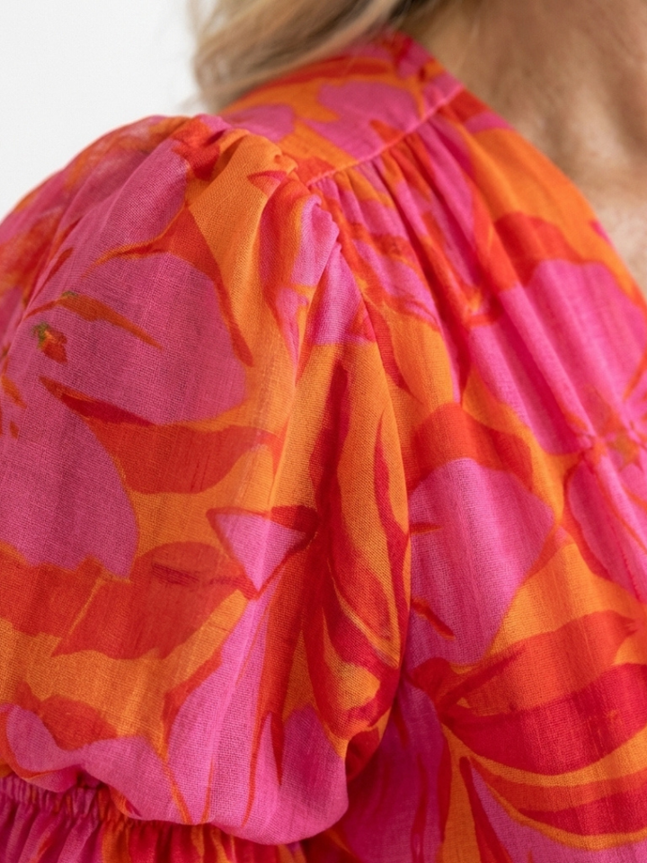 Willow | Abito Midi Floreale con Scollo a V e Maniche a Palloncino