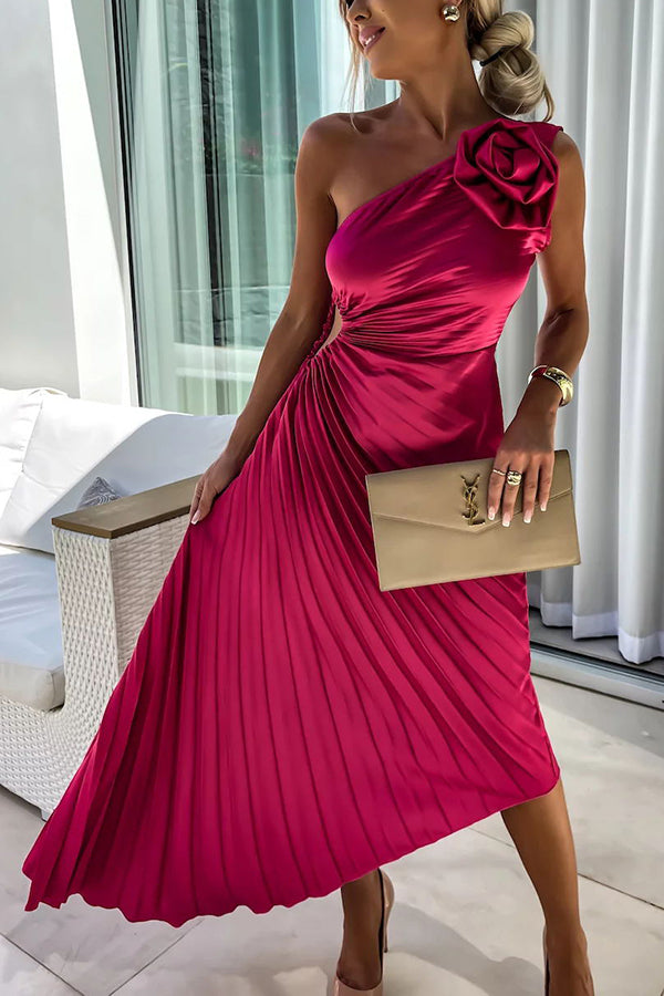 Eya™ | Elegante abito lungo monospalla a fiori