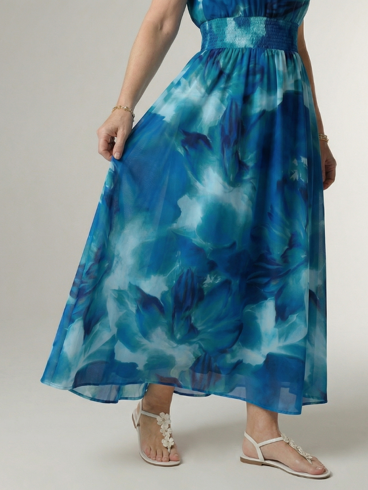 Sylin | Abito Midi con Collo all'Americana e Arricciatura