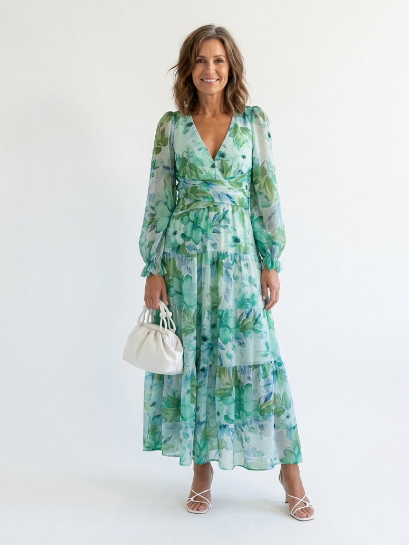 Althea | Vestito Maxi Floreale a Maniche Lunghe