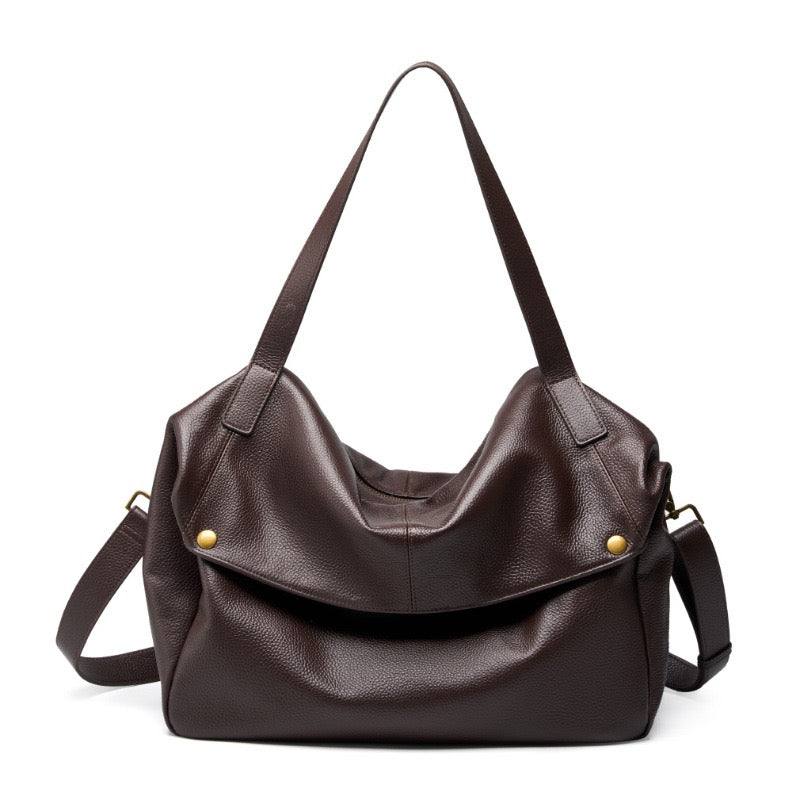 Borsa Tote Minimalista Morbida in Vera Pelle Retro
