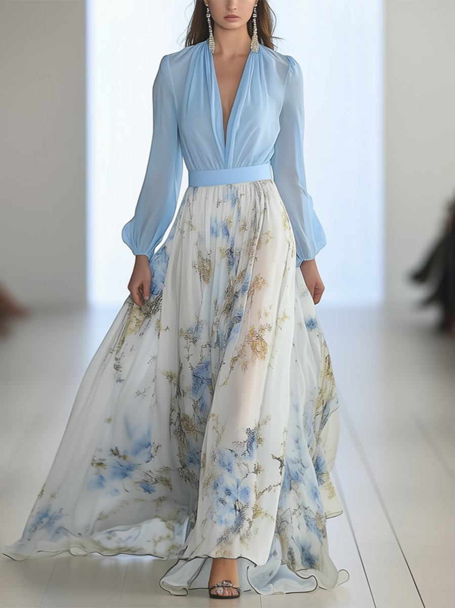 Harper™ | Bellissimo Abito Lungo con Motivo Floreale