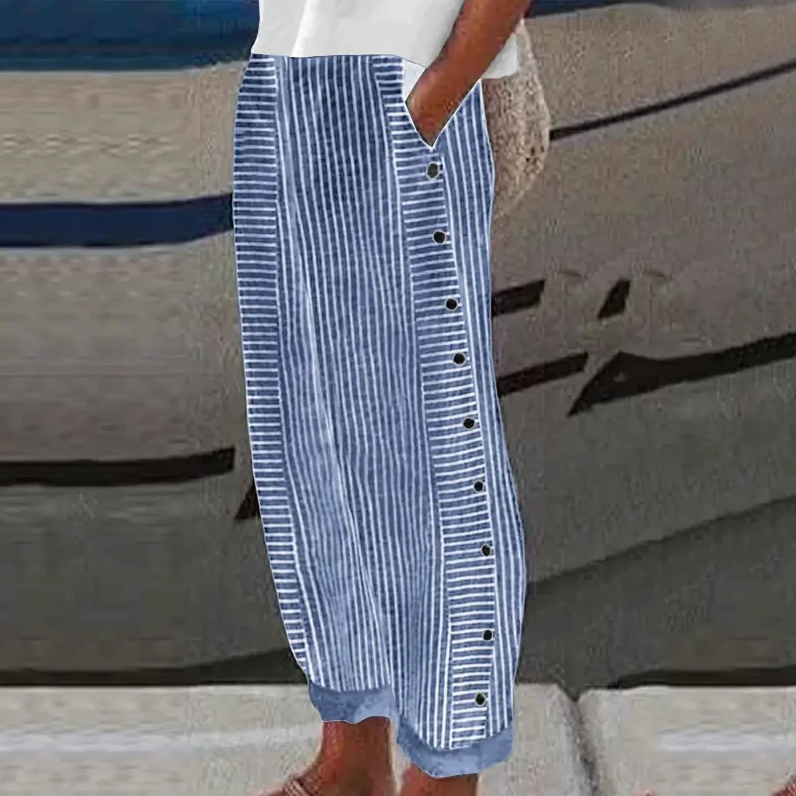 Anna | Pantaloni a Strisce Seabreeze con Bottoni