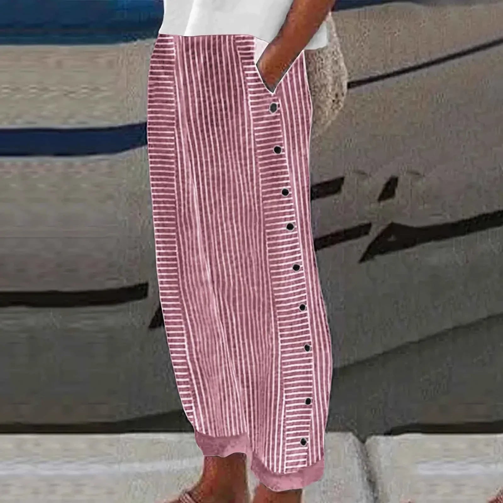 Anna | Pantaloni a Strisce Seabreeze con Bottoni