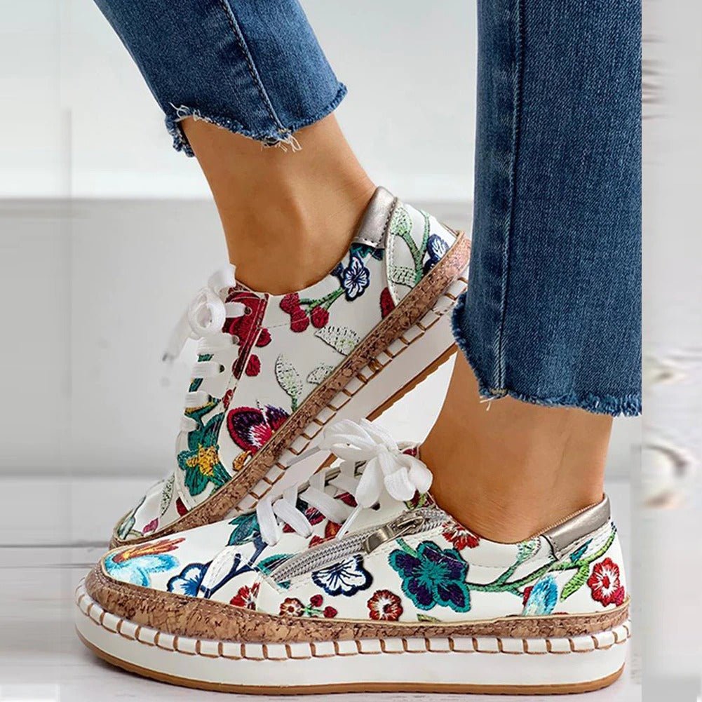 Oluchi™ Sneakers Ortopediche a Cerniera Floreali