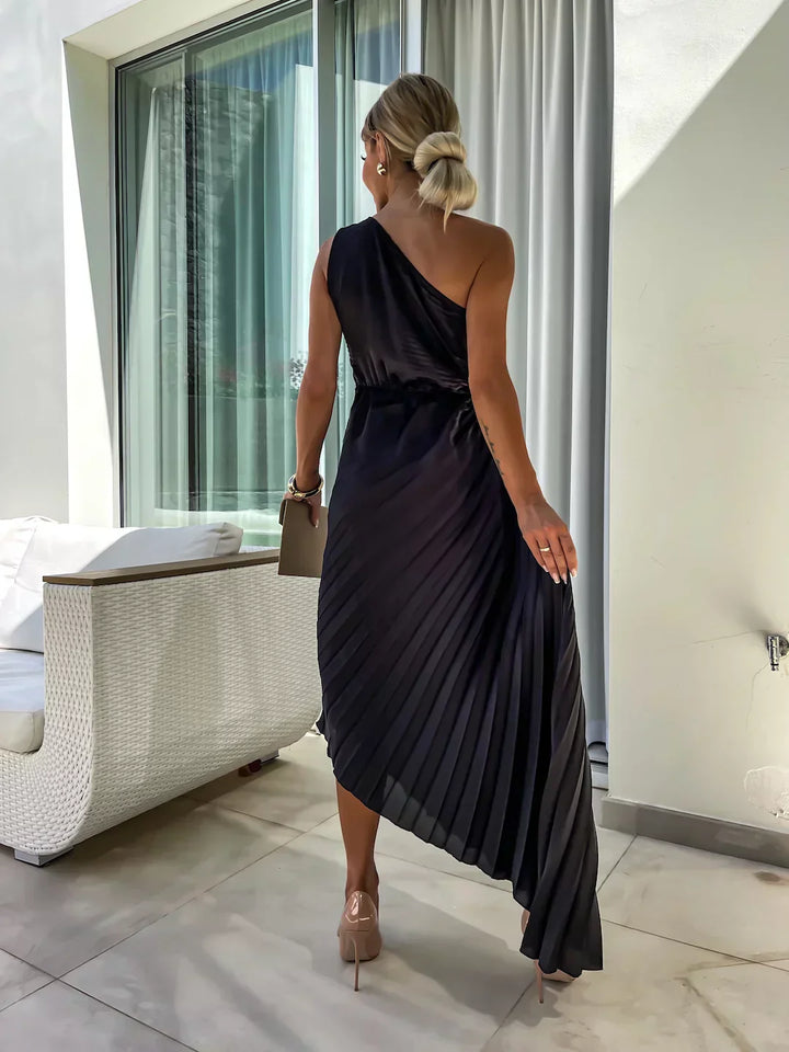 Eya™ | Elegante abito lungo monospalla a fiori