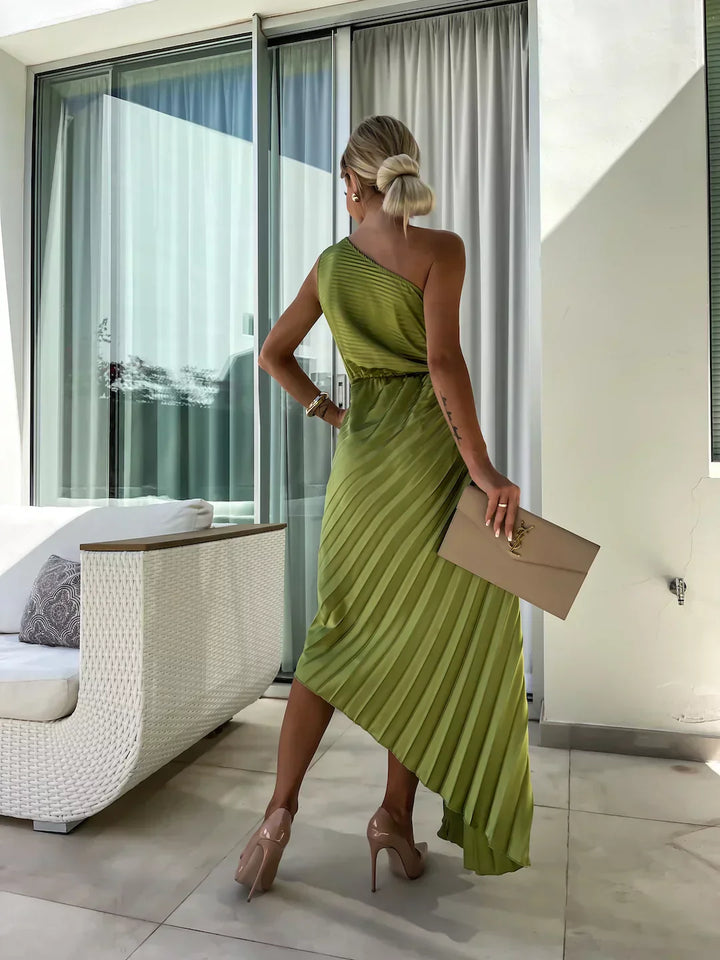 Eya™ | Elegante abito lungo monospalla a fiori