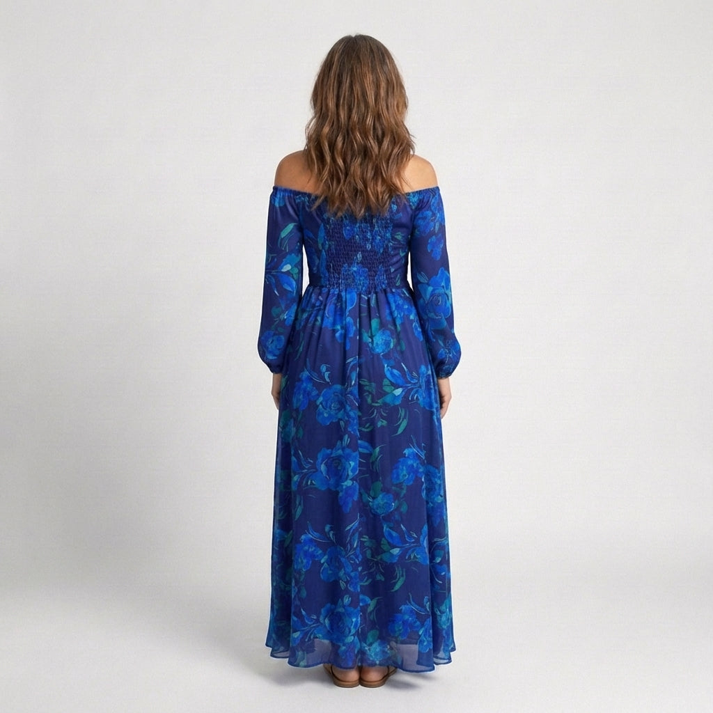 Aspen | Vestito Maxi Floreale a Spalle Scoperte