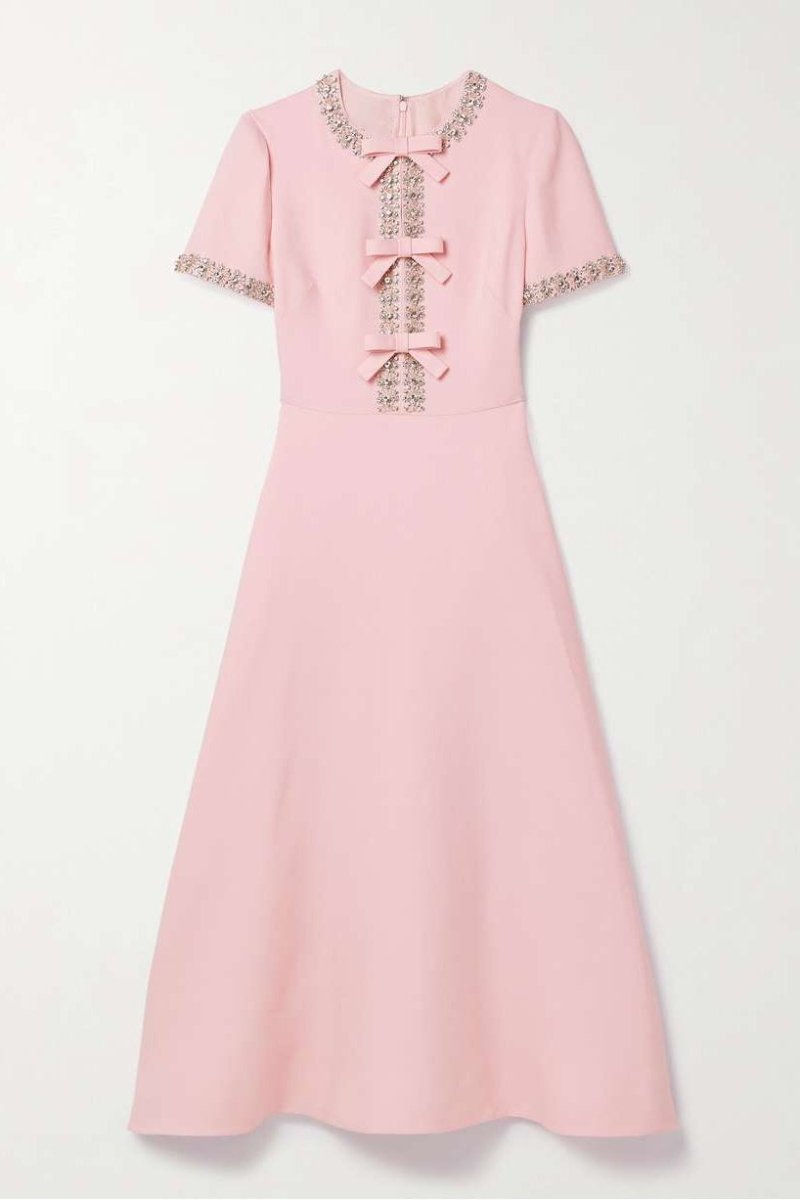 Zoe Abito con Fiocco e Decorato con Cristalli, Lunghezza Midi
