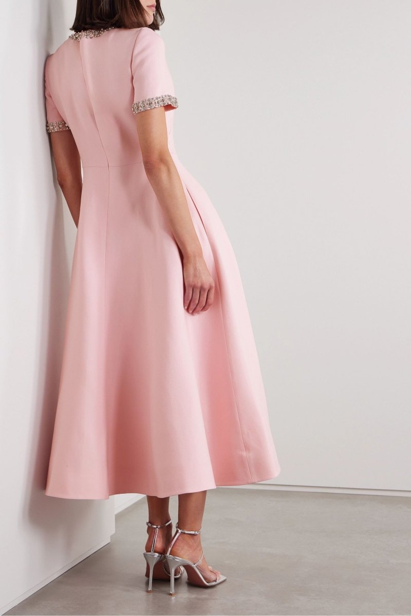 Zoe Abito con Fiocco e Decorato con Cristalli, Lunghezza Midi